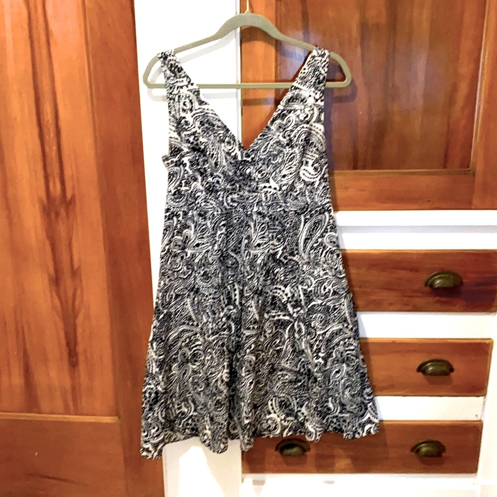 Lands' End Women's Black & White Paisley Dress